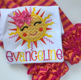 Sunshine Shirt or bodysuit for girls in orange, pink, and yellow - Darling Little Bow Shop