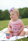 Baby Girl Seersucker Romper for 4th of July - Darling Little Bow Shop