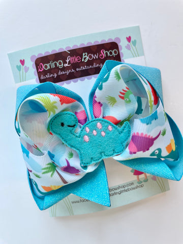 Dinosaur Bow, dinosaur hairbow - Darling Little Bow Shop