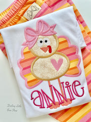Quirky Turkey bodysuit or shirt for girls with Autumn Sunset fabric