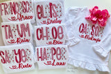 Valentine Name shirt or bodysuit for girls - red and pink personalized top - Darling Little Bow Shop