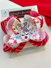 Unicorn Reindeer Hairbow