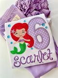 Ariel Birthday Shirt or bodysuit for girls ANY AGE mermaid birthday shirt - Darling Little Bow Shop