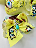 Spongebob print hairbow - Darling Little Bow Shop