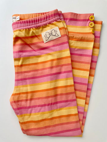 Autumn Sunset Striped Button Leggings - Darling Little Bow Shop