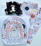 Ghouls & Gourds rainbow ghost shirt for girls - Darling Little Bow Shop