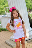 Summer Sherbet Shorties - hot pink and orange striped ruffle shorts - Darling Little Bow Shop