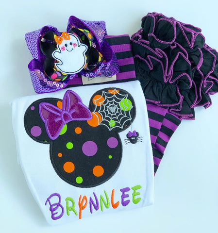 Miss Mouse Halloween Spider shirt, ruffle shirt, tank or bodysuit - Darling Little Bow Shop