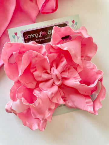 Double Layer ruffle bow, optional headband in many color options - Darling Little Bow Shop