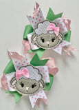 Easter Lamb Pigtail bows - choose 1 or 2 bows - Darling Little Bow Shop