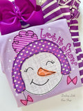 Lavender Snowman Let It Snow ruffle shirt for girls - Darling Little Bow Shop