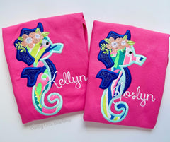 Seahorse Girls Tank or Ruffle Shirt