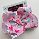 Cupcake Bow, Cupcake hairbow in pinks and aquas - choose 4-5" or 6" bow - Darling Little Bow Shop