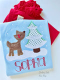 Winter Deer light blue ruffle shirt for girls - Darling Little Bow Shop