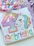 Pastel Rainbow Unicorn birthday shirt - Darling Little Bow Shop