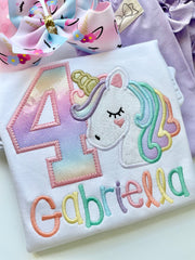 Pastel Rainbow Unicorn birthday shirt