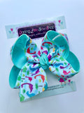 Dinosaur Bow, dinosaur hairbow choose 4-5" or 7" - Darling Little Bow Shop