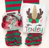 Girls Reindeer Unicorn shirt or bodysuit for girls - Darling Little Bow Shop