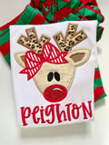 Girls Reindeer shirt or bodysuit for girls - girly rudolf shirt - Darling Little Bow Shop