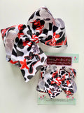 Eat more Chikin Bow, cow theme hairbow in 4-5 inch or 7 inch size - Darling Little Bow Shop
