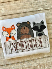 Fox, Bear, Racoon shirt or bodysuit for babies and boys