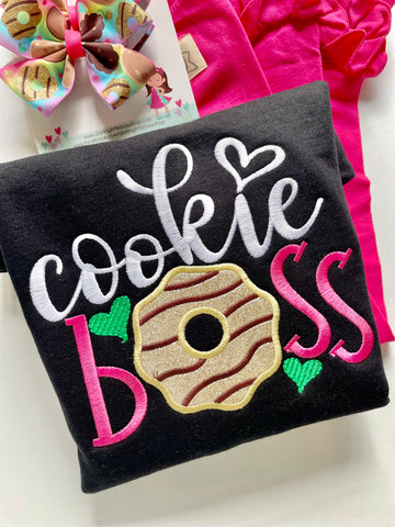 Cookie Boss black shirt or sweatshirt, perfect for selling Girl Scout cookies - Darling Little Bow Shop