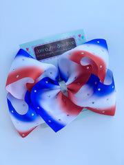 Ombré bow for 4th of July bow in red, white and blue 7"