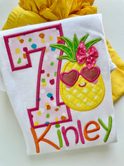Pineapple Birthday Shirt or bodysuit for girls, Pineapple Shirt - Tutti Frutti - beautiful pineapple theme birthday shirt