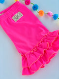 Neon Pink Ruffle Shorties, Neon Pink Ruffle Shorts - Darling Little Bow Shop