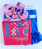 Red flutter sleeve shirt or baby bubble for 4th of July - Darling Little Bow Shop