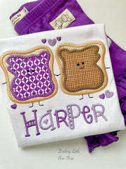 Girl BFF Bodysuit or Shirt - We go Together Like PB & Jelly - sweet BFF Peanut Butter and Jelly design in beautiful grape purple