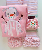 Pastel Snowman Hairbow - Darling Little Bow Shop