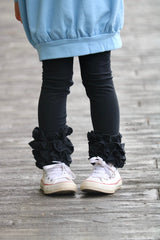 Black Ruffle Leggings - black knit ruffle leggings - comfy knit ruffle pants size Newborn to 10