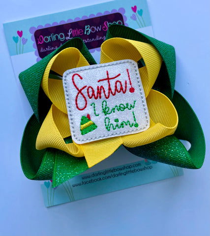 Elf theme hairbow - Darling Little Bow Shop