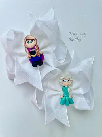 Anna and Elsa pigtails hairbow set - Darling Little Bow Shop