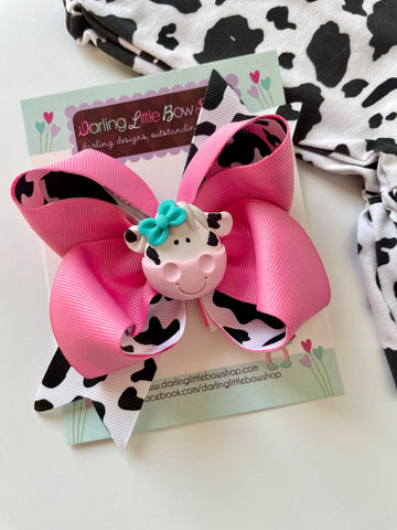 Cow Hairbow - Darling Little Bow Shop