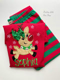 Family Christmas Pajamas - infant to adult sizes with flying reindeer - Darling Little Bow Shop