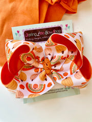 Pumpkin Rainbows hairbow -- 6” or 4-5" Bow