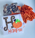 Pumpkin Glam shirt or bodysuit for girls - Darling Little Bow Shop