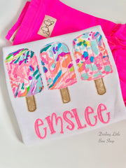 Lilly Popsicle shirt, ruffle shirt, tank or bodysuit - Fan Sea Pants neon pink, lime, blues
