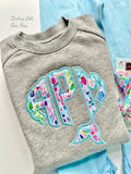 Lilly print Catch The Wave mermaid tail monogram sweatshirt - Darling Little Bow Shop