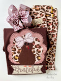 Brown Turkey ruffle shirt for girls - Grateful - Darling Little Bow Shop