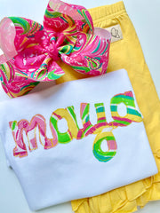 Flamingo Swirls Cursive Name shirt, ruffle shirt, tank or bodysuit