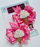 Ice Cream pigtail hairbows - Darling Little Bow Shop