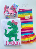 Girly T-Rex shirt, tank or bodysuit for girls - Darling Little Bow Shop