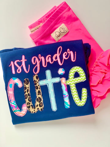 School Cutie shirt - personalize with any grade - Darling Little Bow Shop