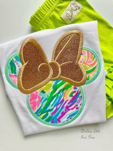 Minnie Mouse Lilly print shirt, tank or bodysuit for girls - neon colors - Darling Little Bow Shop