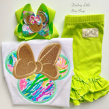 Minnie Mouse neon lilly print hairbow - Darling Little Bow Shop