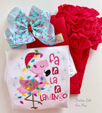 Flamingo Christmas shirt or bodysuit for girls - Fa La La La Lamingo - Darling Little Bow Shop