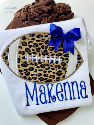 Leopard Football shirt or bodysuit for girls - Darling Little Bow Shop